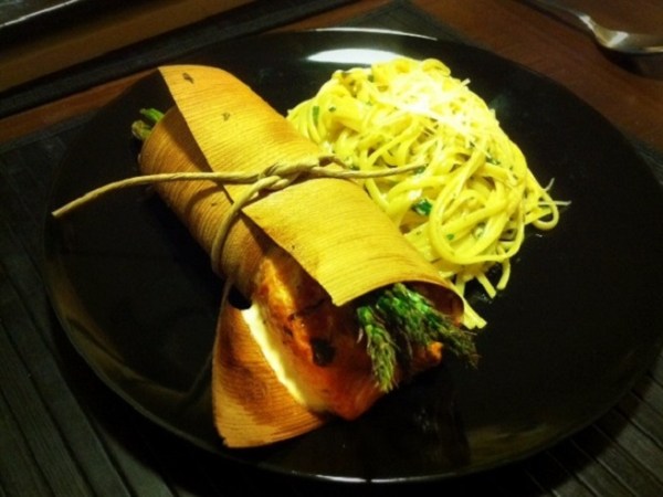 Cedar-Wrapped Salmon with Tomato Goat Cheese&nbsp;Tapenade